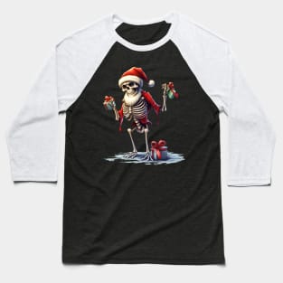 skeleton Santa Claus Baseball T-Shirt